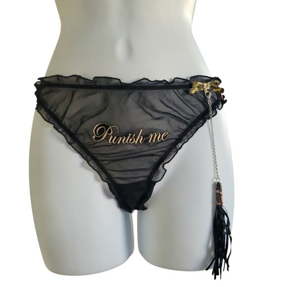 VTG NWT Punish Me Cosplay Novelty Bachellor Panty Thong with Whip Attached SM - Picture 2 of 8